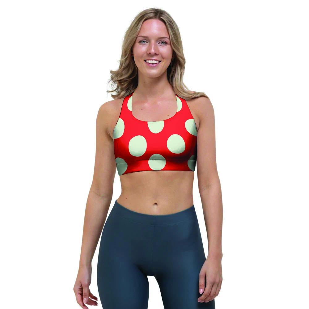 Red Polka Dot Sports Bra-grizzshop