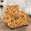 Red Polka Dot Sunflower Armchair Cover-grizzshop