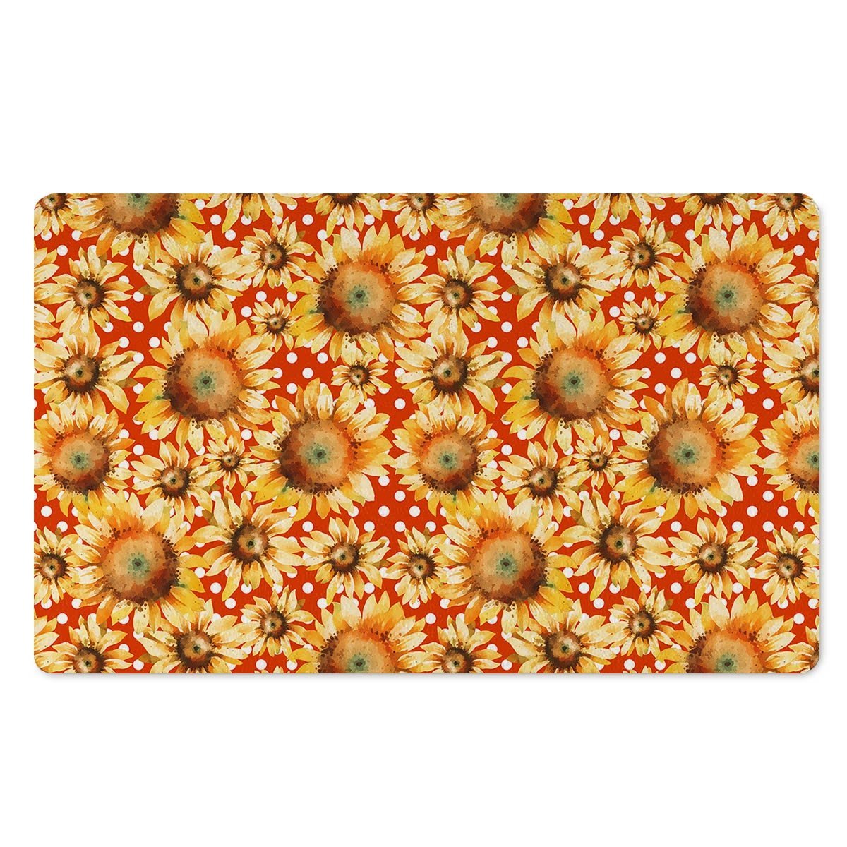 Red Polka Dot Sunflower Door Mat-grizzshop