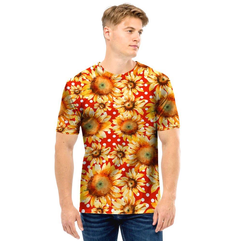 Red Polka Dot Sunflower Men T Shirt-grizzshop