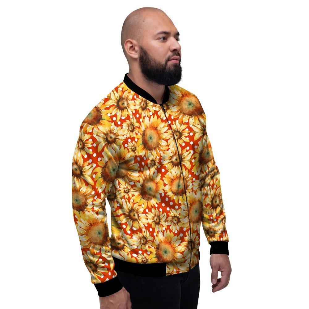 Red Polka Dot Sunflower Men's Bomber Jacket-grizzshop