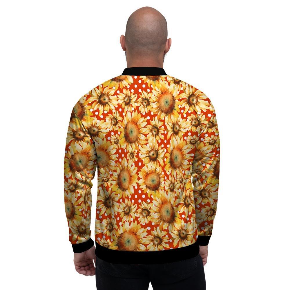 Red Polka Dot Sunflower Men's Bomber Jacket-grizzshop