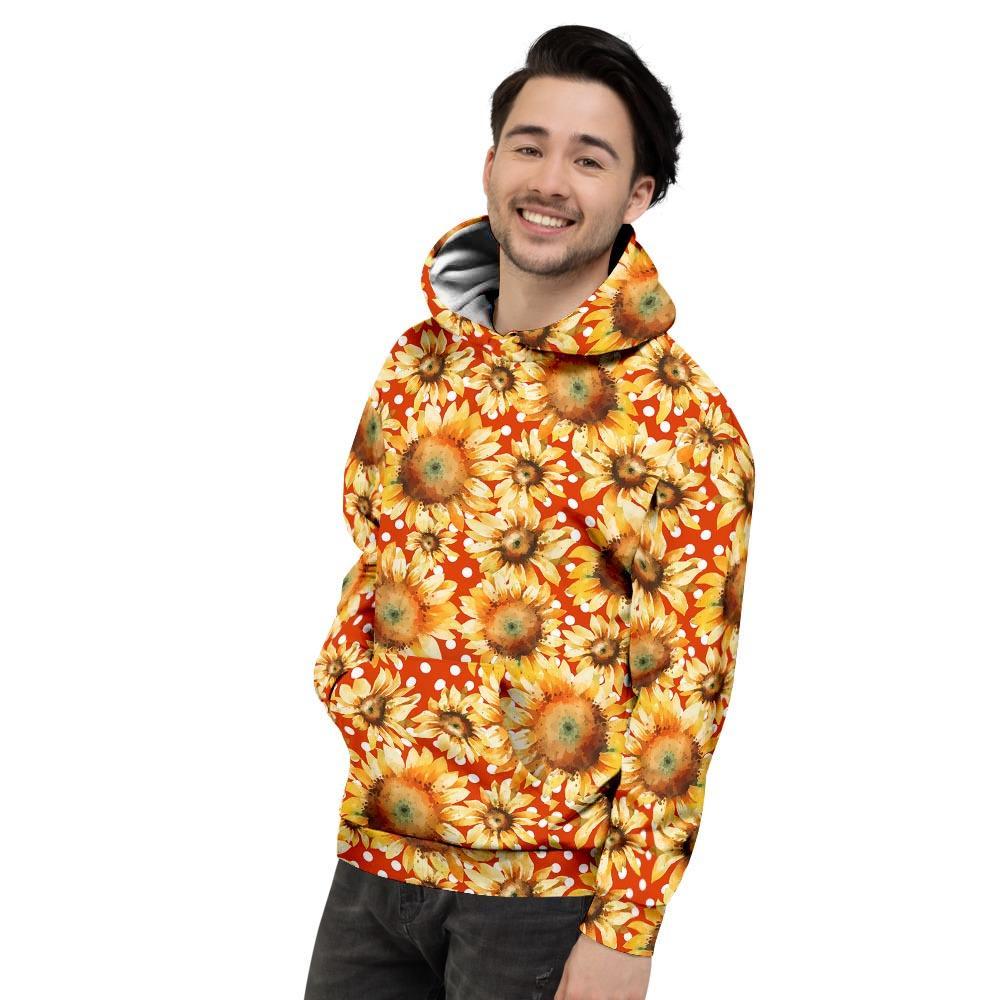 Red Polka Dot Sunflower Men's Hoodie-grizzshop