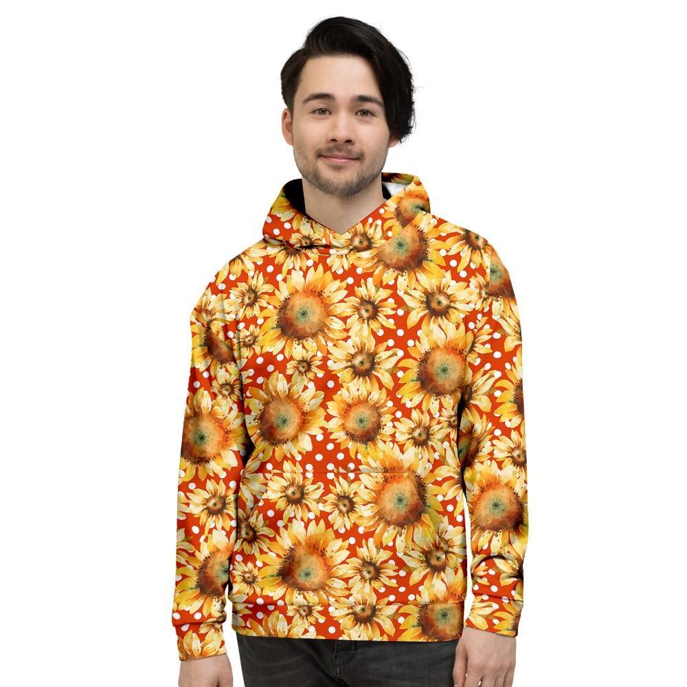 Red Polka Dot Sunflower Men's Hoodie-grizzshop