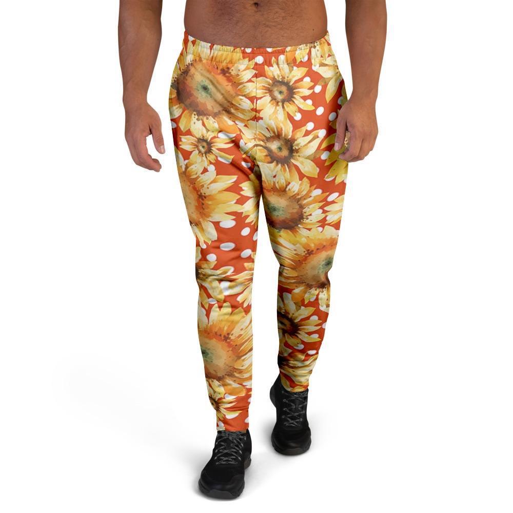 Red Polka Dot Sunflower Men's Joggers-grizzshop
