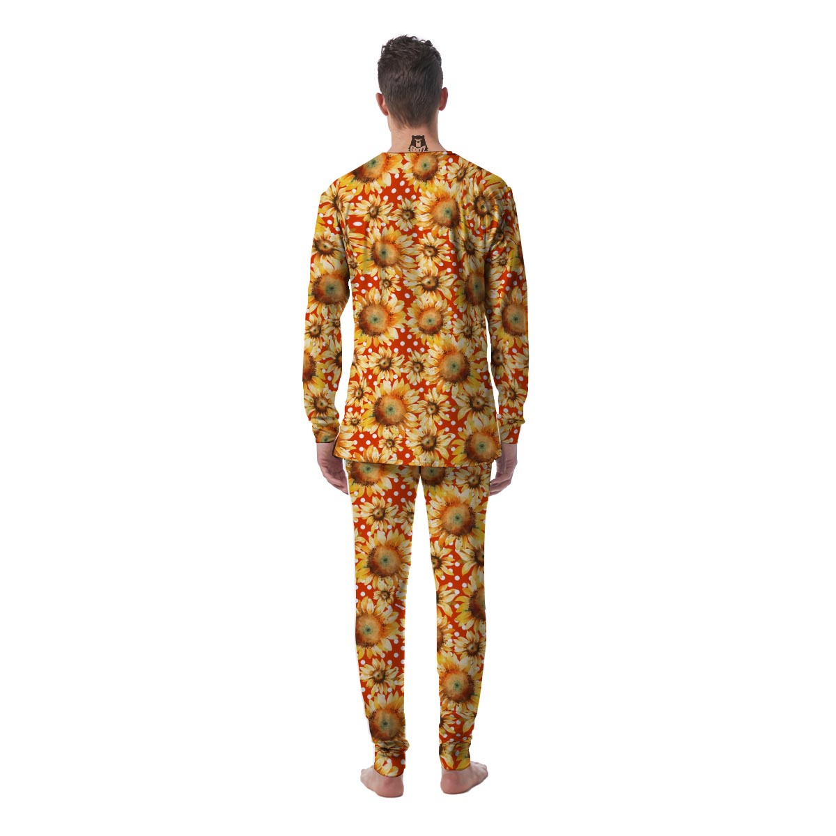 Red Polka Dot Sunflower Men's Pajamas-grizzshop