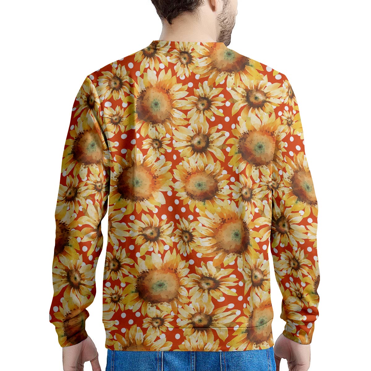 Red Polka Dot Sunflower Men's Sweatshirt-grizzshop