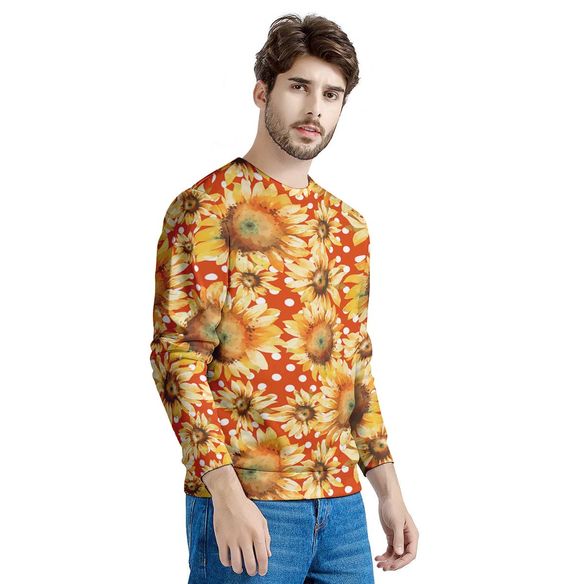 Red Polka Dot Sunflower Men's Sweatshirt-grizzshop