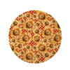 Red Polka Dot Sunflower Round Rug-grizzshop