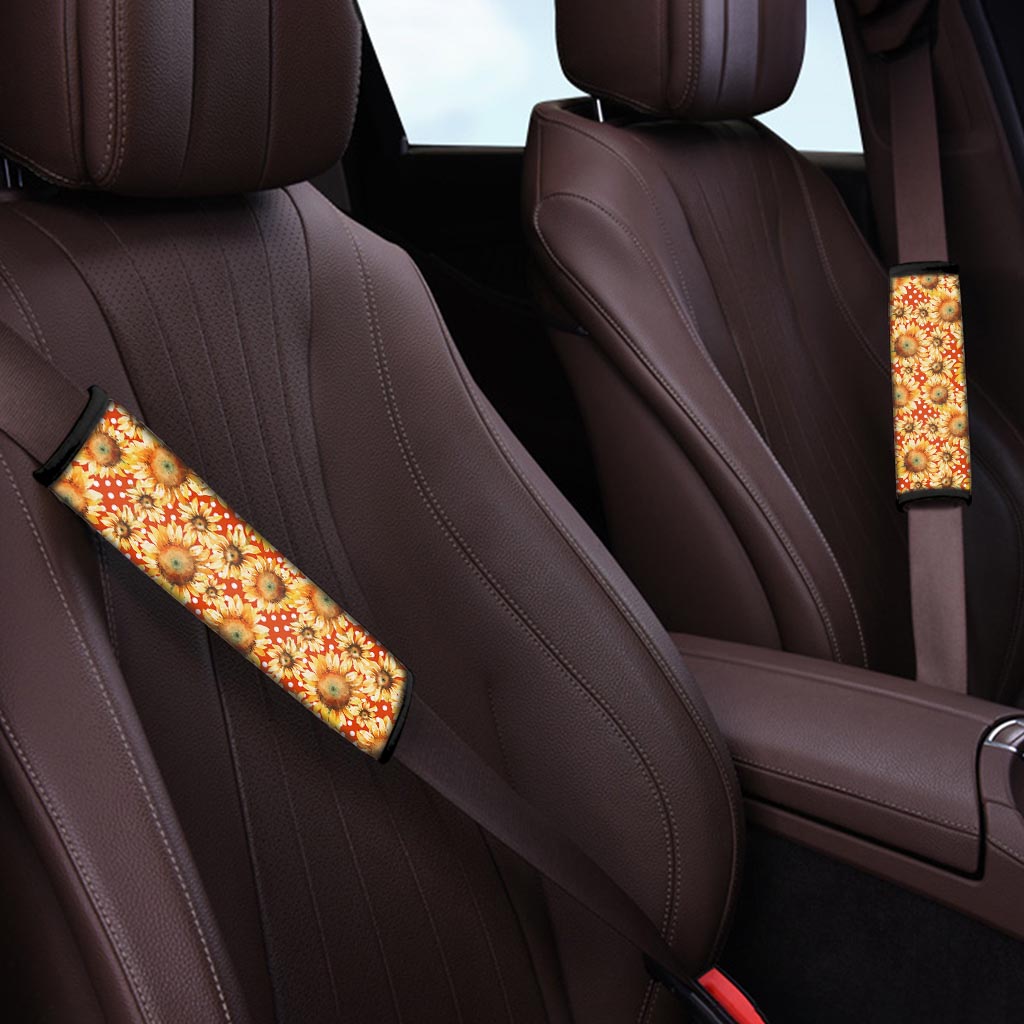 Red Polka Dot Sunflower Seat Belt Cover-grizzshop