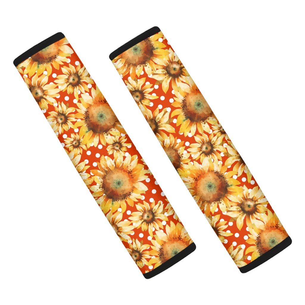 Red Polka Dot Sunflower Seat Belt Cover-grizzshop
