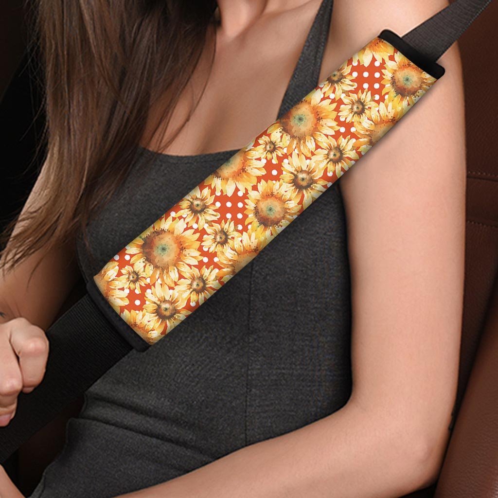Red Polka Dot Sunflower Seat Belt Cover-grizzshop