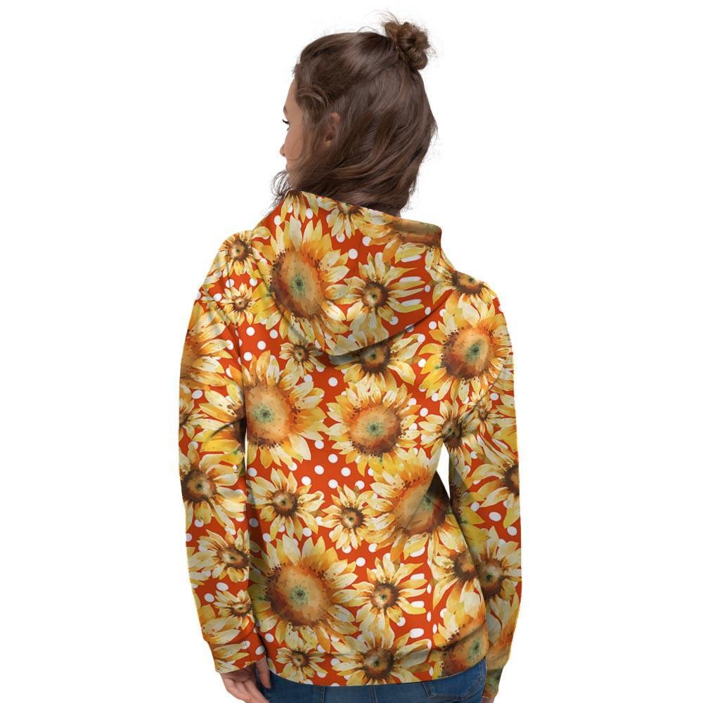 Red Polka Dot Sunflower Women's Hoodie-grizzshop