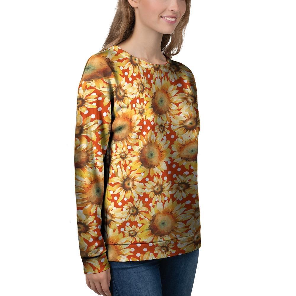 Red Polka Dot Sunflower Women's Sweatshirt-grizzshop