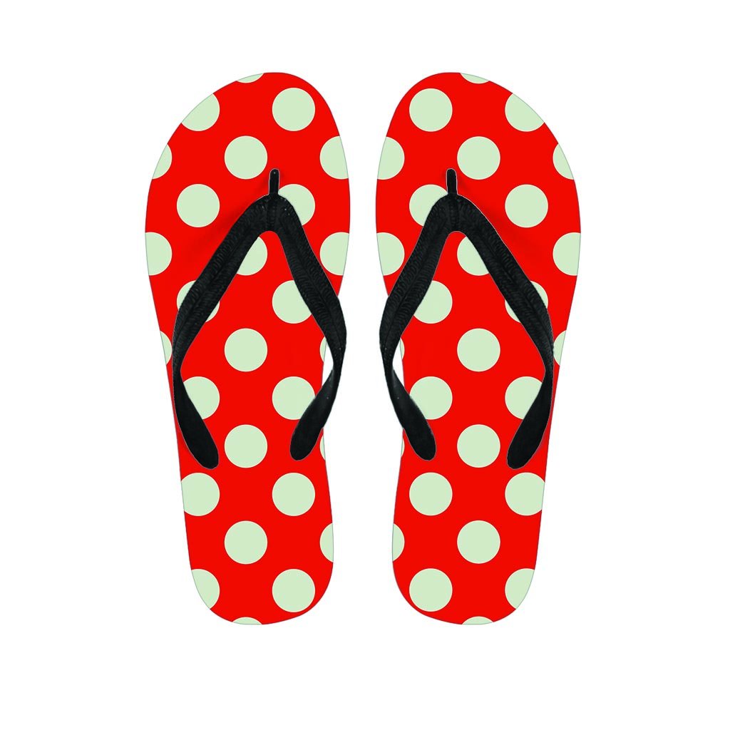 Red Polka Dot Women's Flip Flops-grizzshop