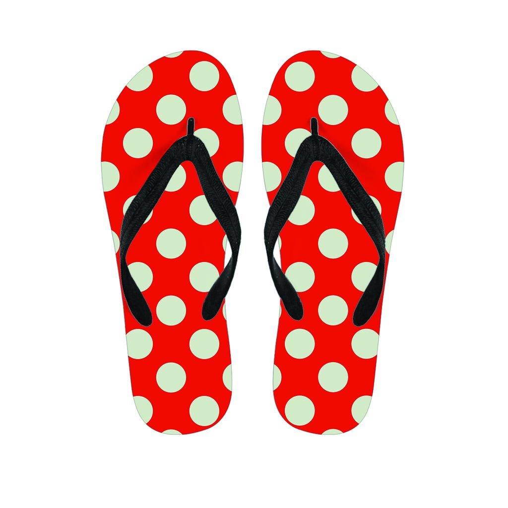 Red Polka Dot Women's Flip Flops-grizzshop