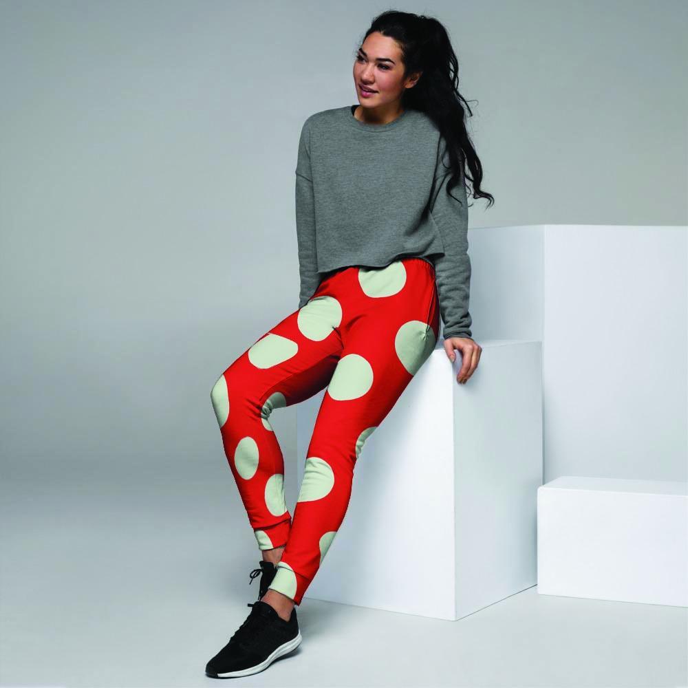 Red Polka Dot Women's Joggers-grizzshop