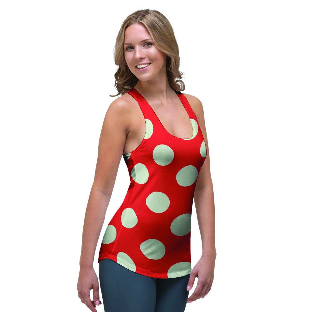 Red Polka Dot Women's Racerback Tank Top-grizzshop