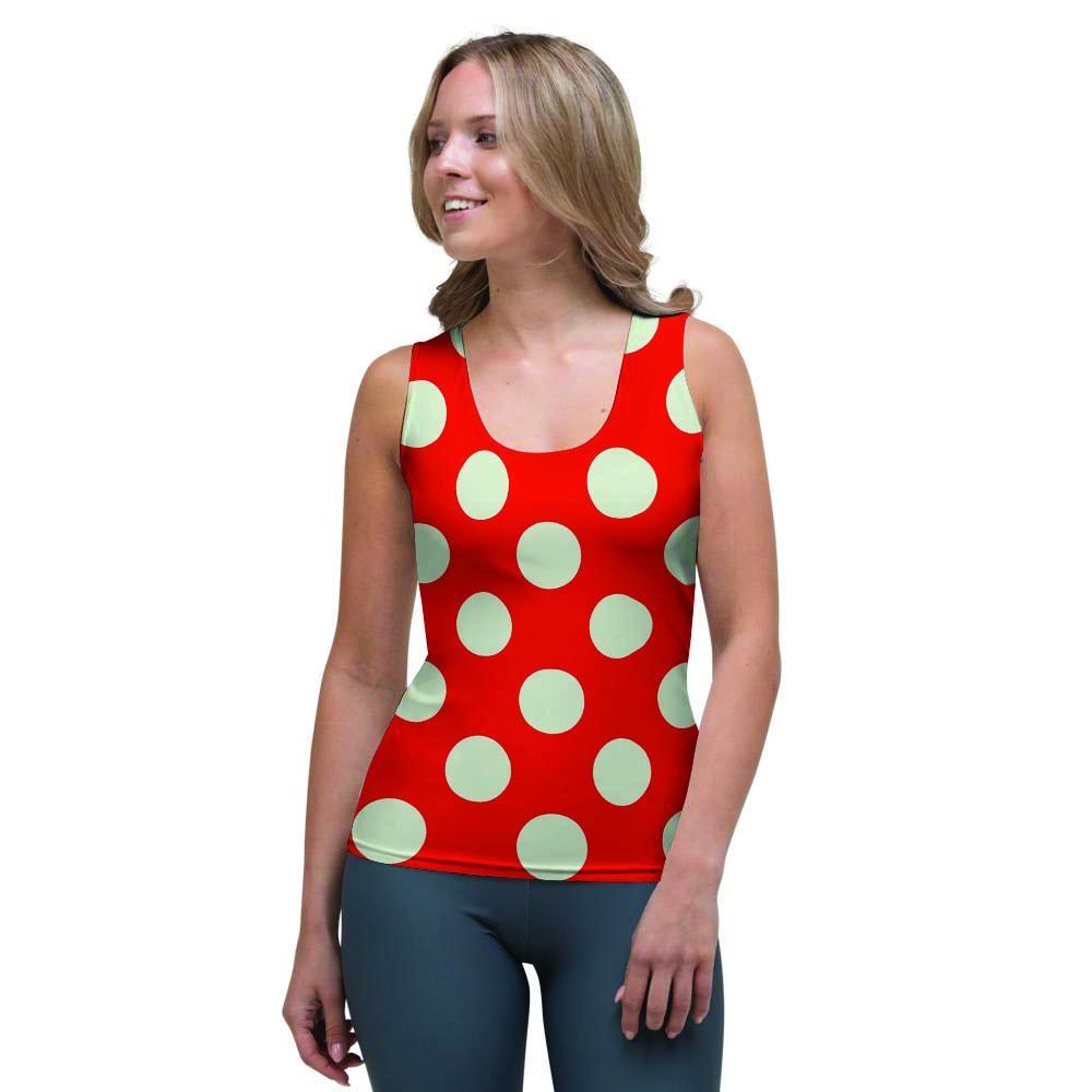 Red Polka Dot Women's Tank Top-grizzshop