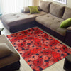 Red Poppy Floral Pattern Print Floor Mat-grizzshop