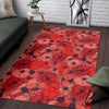 Red Poppy Floral Pattern Print Floor Mat-grizzshop