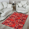 Red Poppy Floral Pattern Print Floor Mat-grizzshop