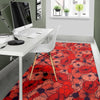 Red Poppy Floral Pattern Print Floor Mat-grizzshop