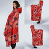 Red Poppy Floral Pattern Print Hooded Blanket-grizzshop