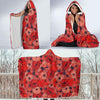 Red Poppy Floral Pattern Print Hooded Blanket-grizzshop