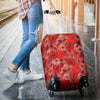 Red Poppy Floral Pattern Print Luggage Cover Protector-grizzshop