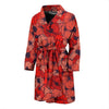 Red Poppy Floral Pattern Print Men Long Robe-grizzshop