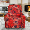 Red Poppy Floral Pattern Print Recliner Cover-grizzshop