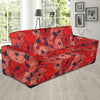 Red Poppy Floral Pattern Print Sofa Covers-grizzshop