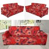 Red Poppy Floral Pattern Print Sofa Covers-grizzshop