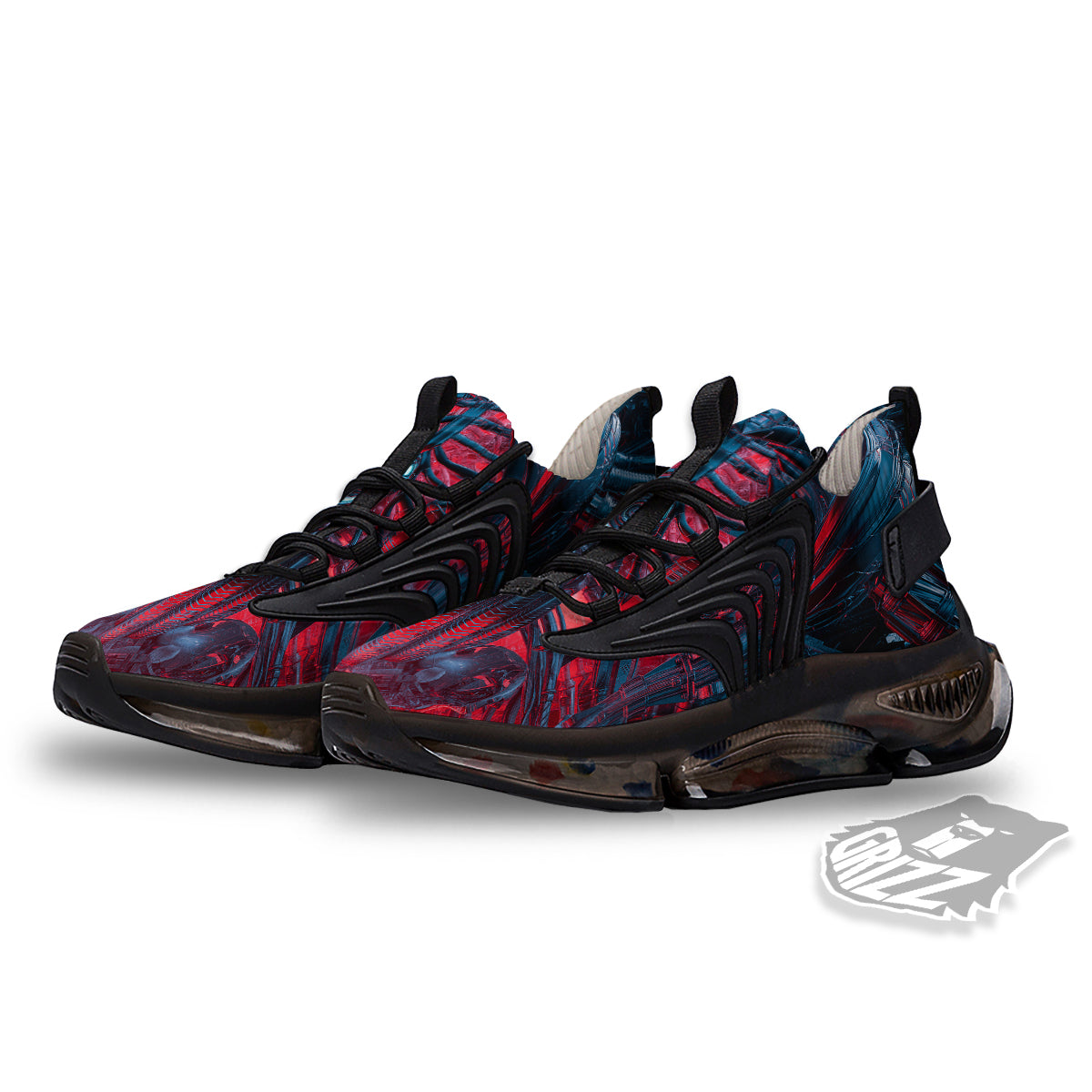 Red Robot Cyberpunk Print Black Gym Shoes-grizzshop