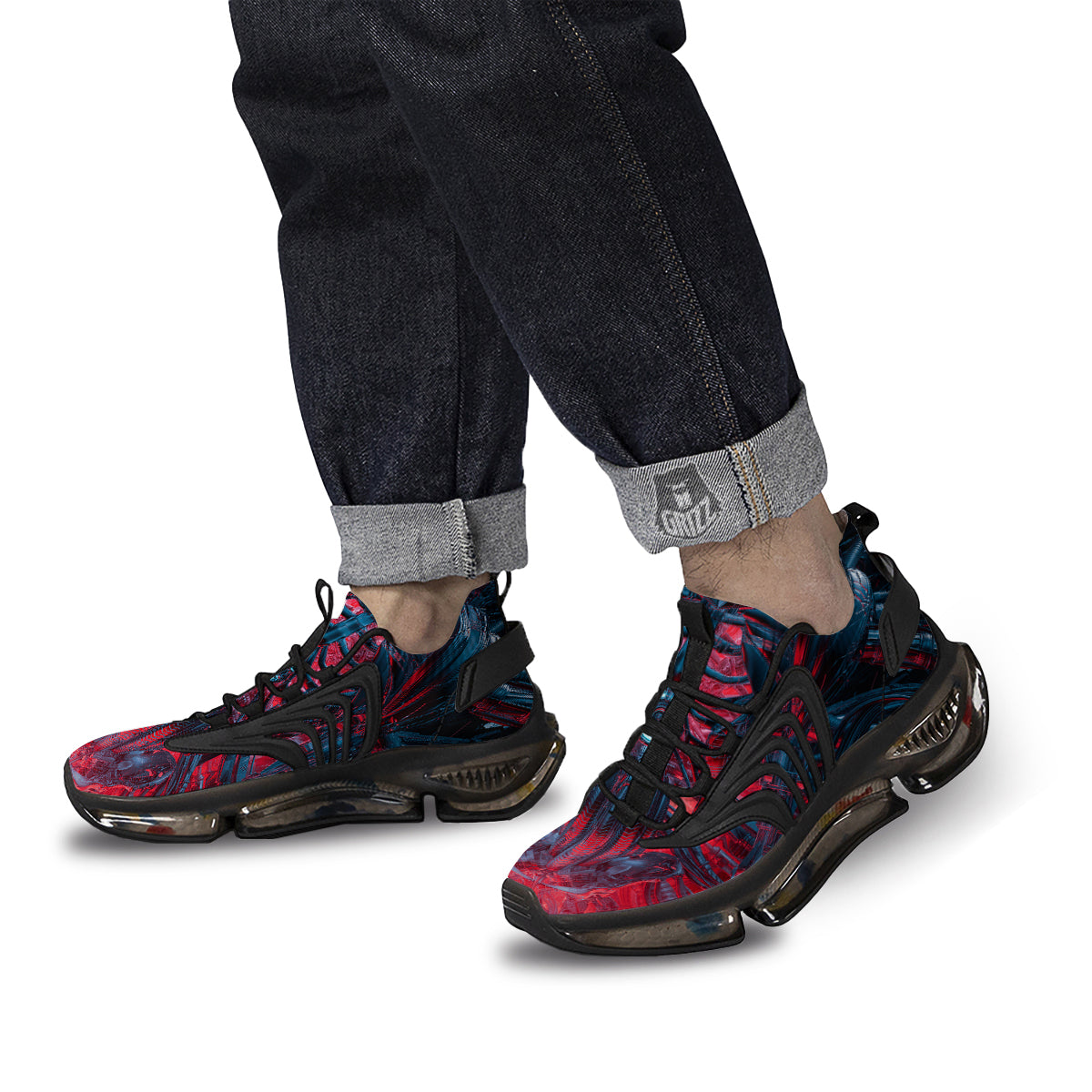 Red Robot Cyberpunk Print Black Gym Shoes-grizzshop