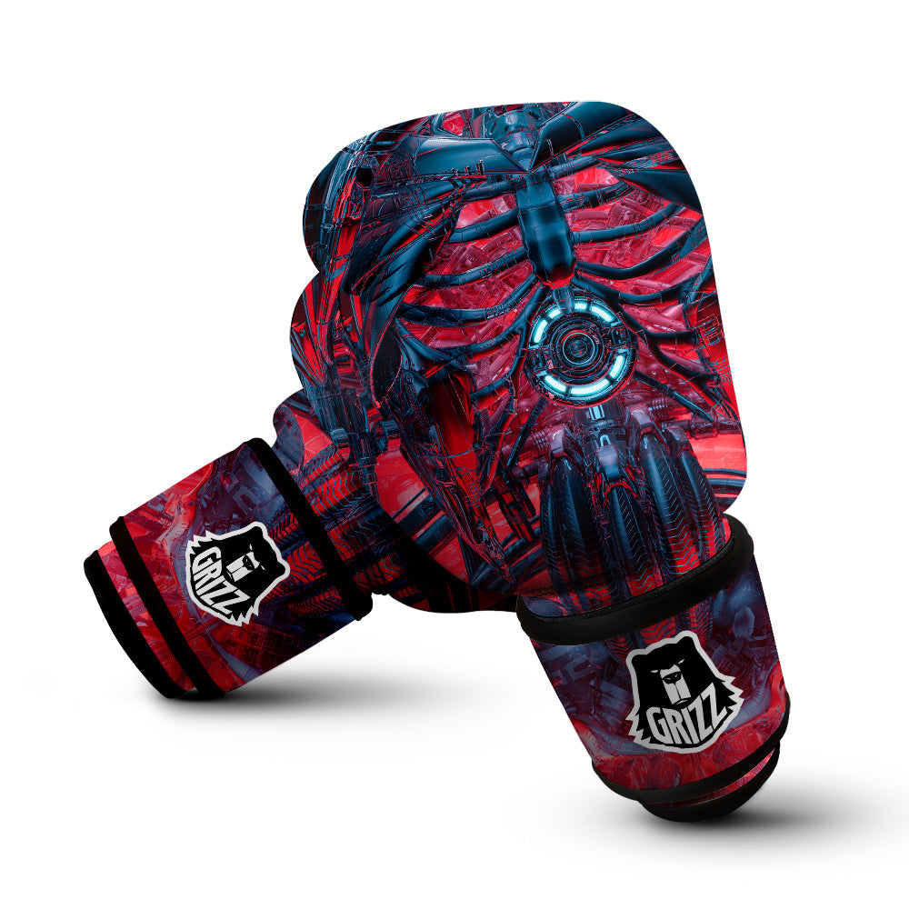Red Robot Cyberpunk Print Boxing Gloves-grizzshop