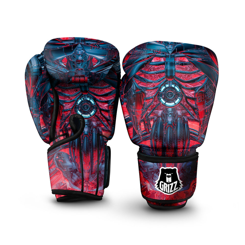 Red Robot Cyberpunk Print Boxing Gloves-grizzshop