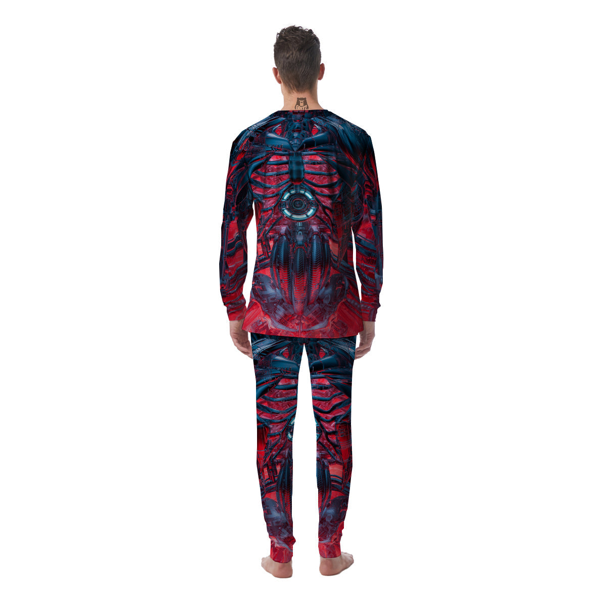 Red Robot Cyberpunk Print Men's Pajamas-grizzshop