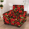 Red Rose Floral Armchair Cover-grizzshop