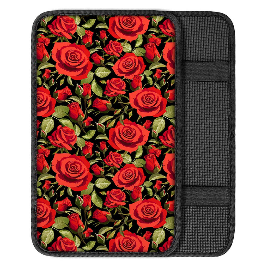 Red Rose Floral Car Console Cover-grizzshop