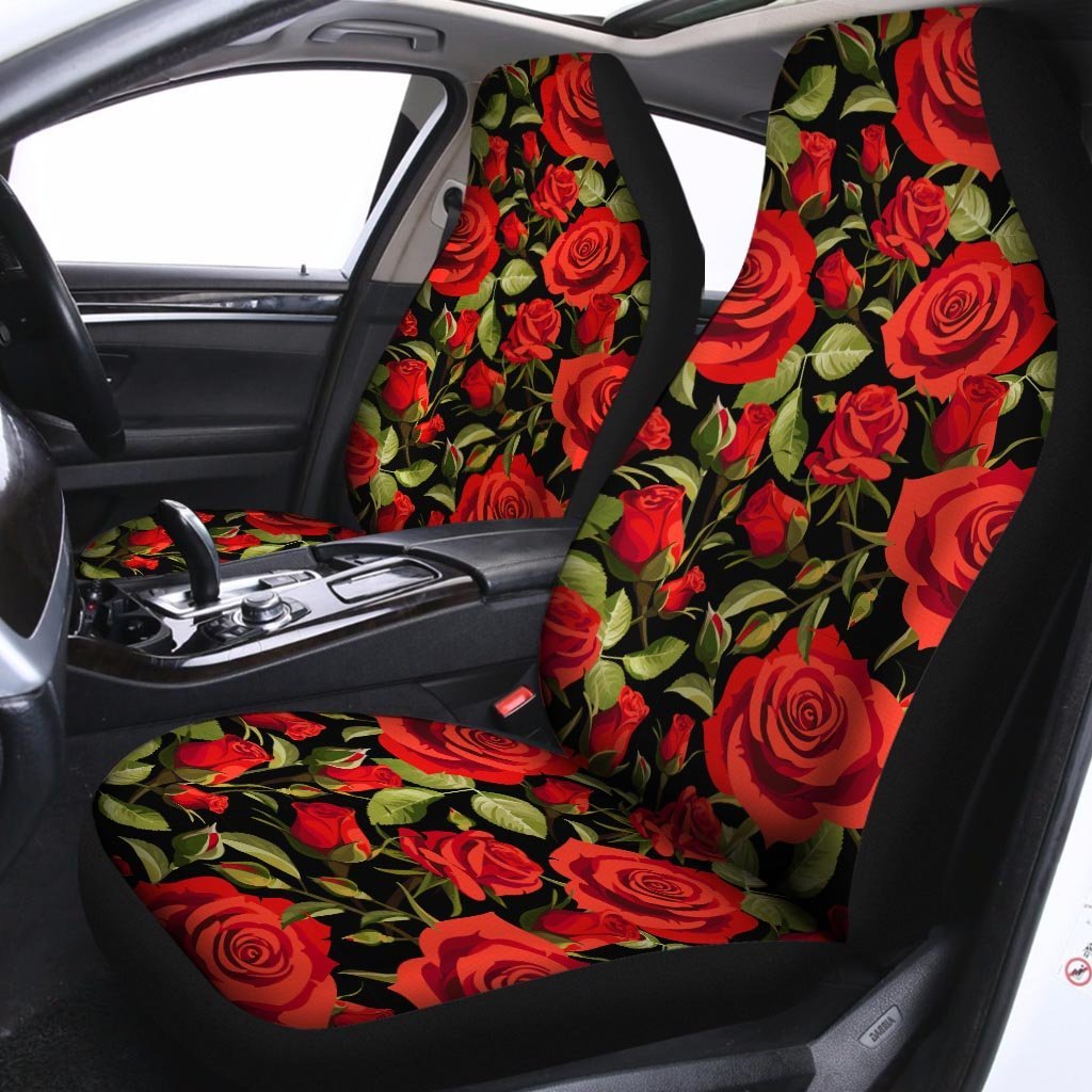 Red Rose Floral Car Seat Covers-grizzshop