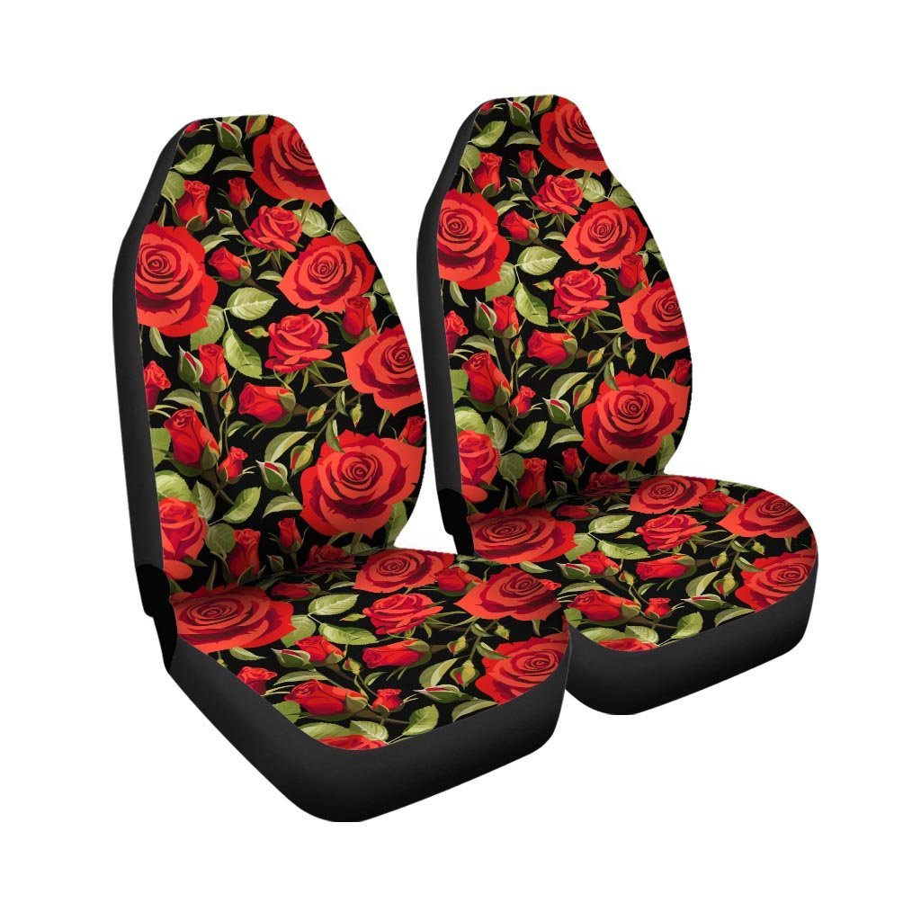 Red Rose Floral Car Seat Covers-grizzshop