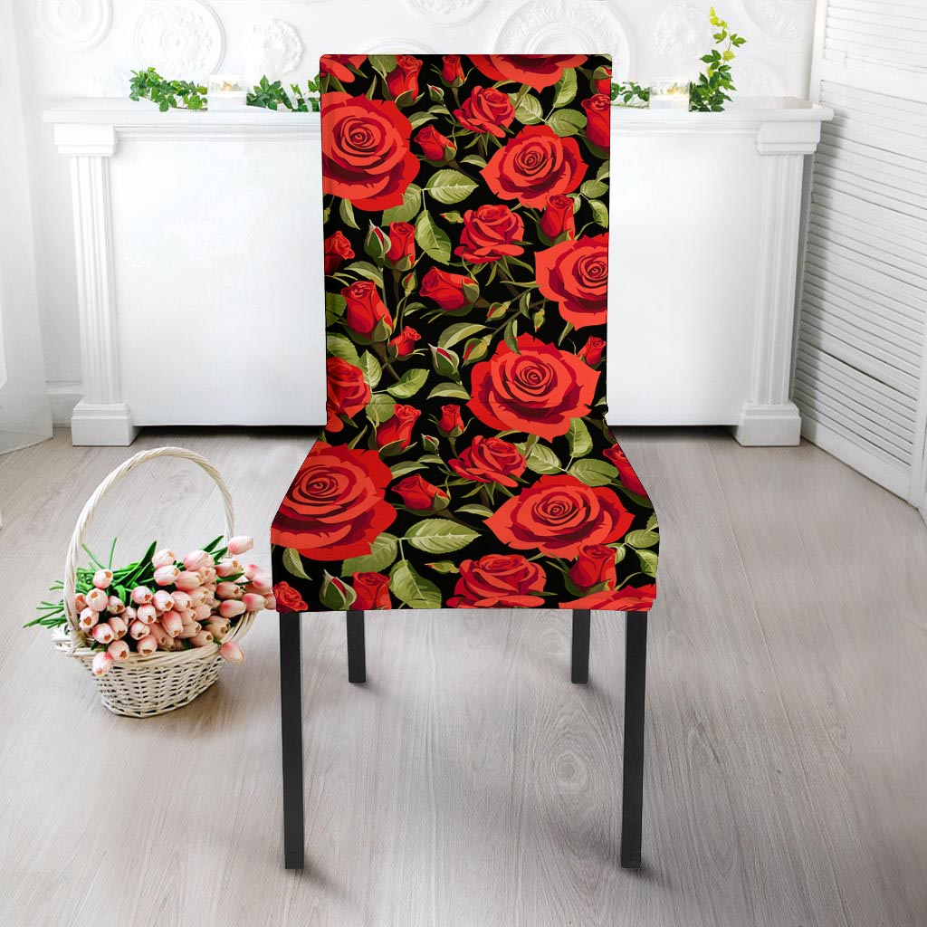 Red Rose Floral Chair Cover-grizzshop