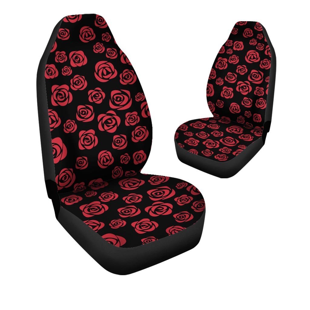 Red Rose Floral Doodle Car Seat Covers-grizzshop
