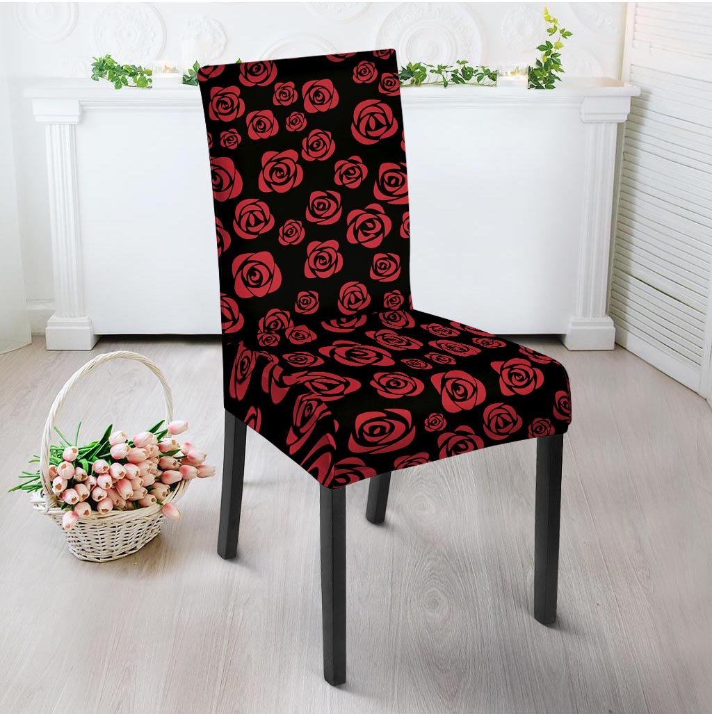Red Rose Floral Doodle Chair Cover-grizzshop