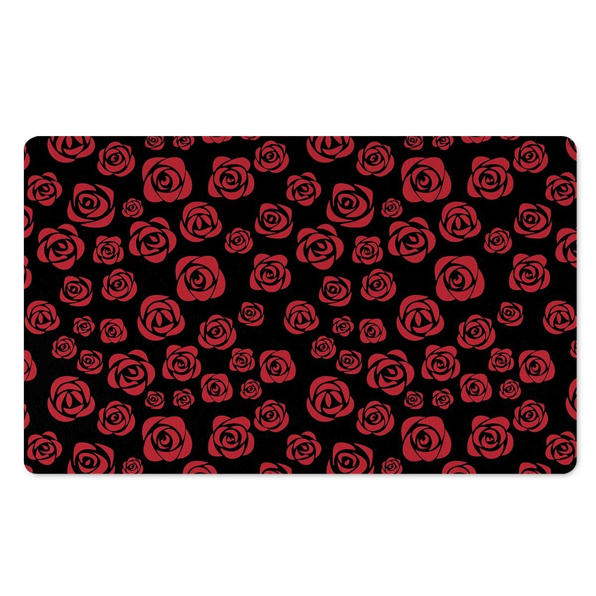 Red Rose Floral Doodle Door Mat-grizzshop