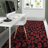 Red Rose Floral Doodle Floor Mat-grizzshop