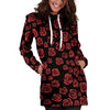 Red Rose Floral Doodle Hoodie Dress-grizzshop