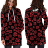 Red Rose Floral Doodle Hoodie Dress-grizzshop